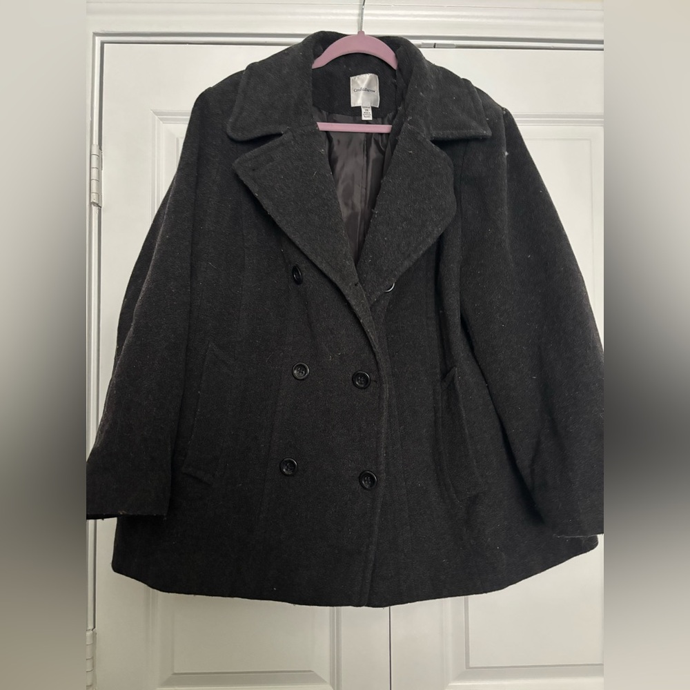 Croft & Barrow Charcoal Double-Breasted Pea Coat